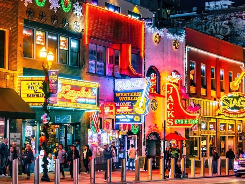 Nashville hospitality district at night