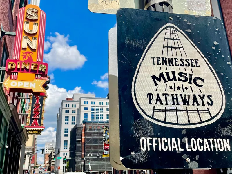 Tennessee Music Pathways sign on a Nashville street