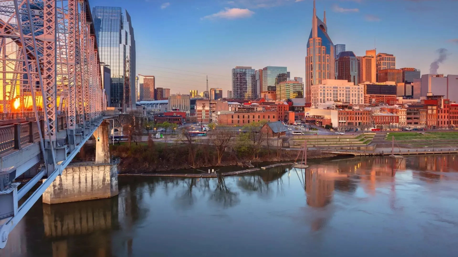 The Nashville skyline from across the river