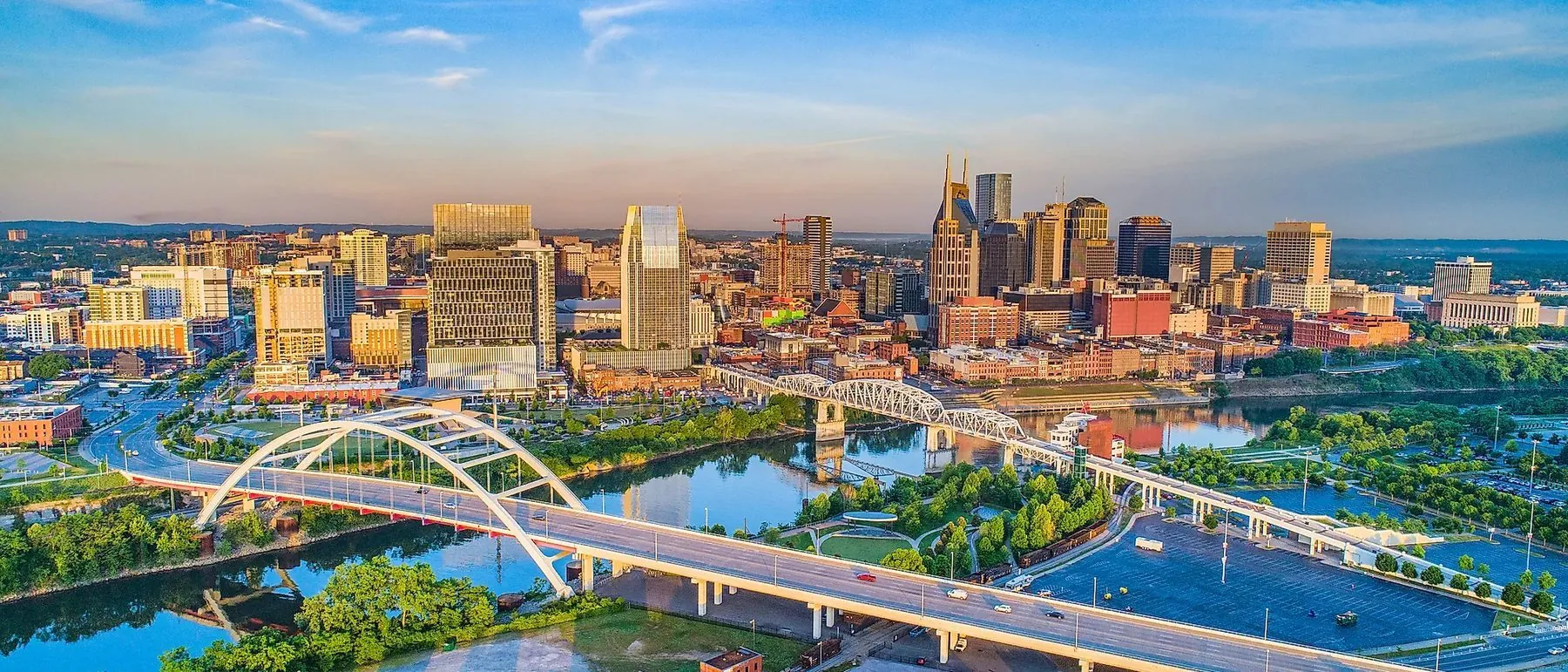 Aerial daytime view of the Nashville metro area